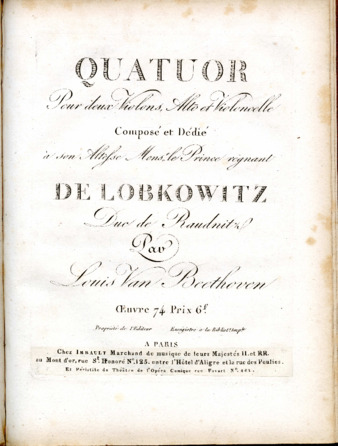 String quartet in E-flat major, op. 74, published by Imbault thumbnail