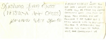 Letter from Kristina Cross thumbnail