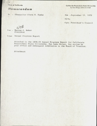 Annual Progress Report, California Polytechnic State University, 1979 thumbnail