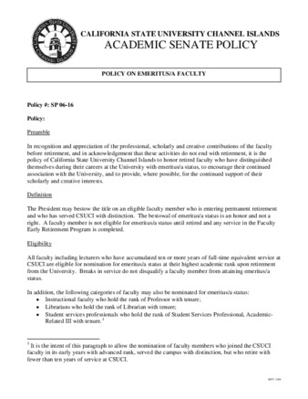 SP 06-16 Policy on Emeritus/a Faculty thumbnail