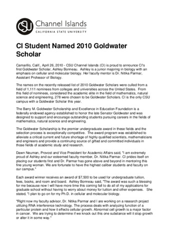 CI Student Named 2010 Goldwater Scholar thumbnail