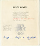 Recognition from Los Angeles Olympic Organizing Committee dedicated to Michele Serros thumbnail