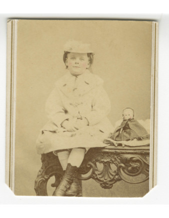 Portrait photograph of an unidentified child, likely female (Natick, MA) thumbnail