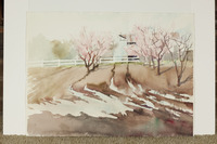 Tractor Rut Puddles And Blossom Trees thumbnail