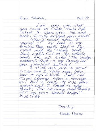 Letter from Nicole Duran thumbnail