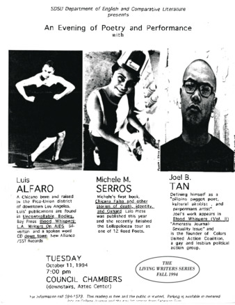 SDSU Department of English and Comparative Literature presents An Evening of Poetry and Performance thumbnail