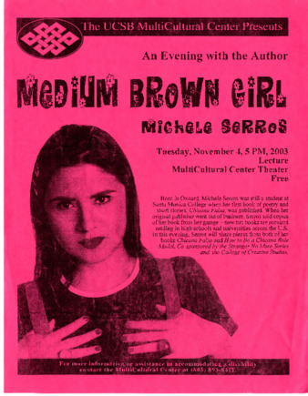 The UCSB Multicultural Center Presents An Evening with the Author Michele Serros thumbnail