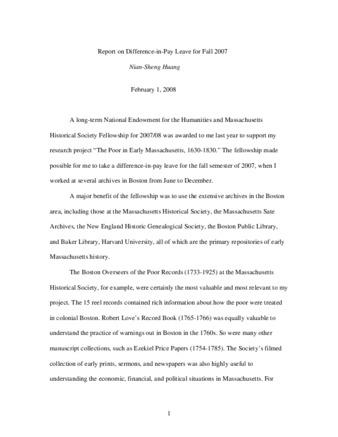 Report on Difference-in-Pay Leave for Fall 2007 thumbnail