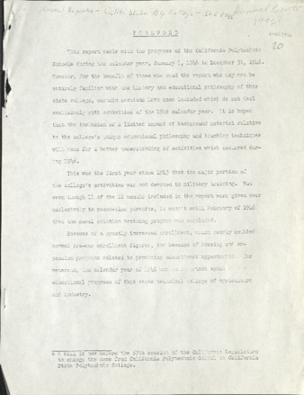 Report to the State Board of Education on the California State Polytechnic College, 1946 thumbnail