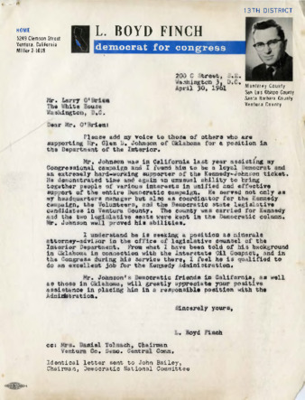 Letter from L. Boyd Finch thumbnail