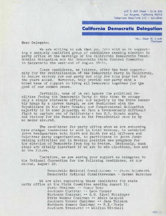 Letter from Jesse M. Unruh thumbnail