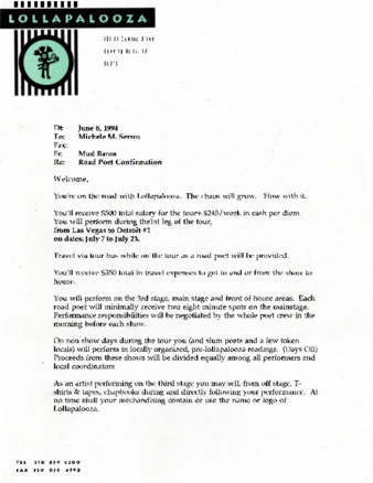 Lollapalooza: Road Poet Confirmation thumbnail