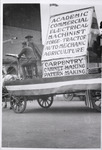 A parade float advertising the Vocational Veterans program [copy negative] thumbnail