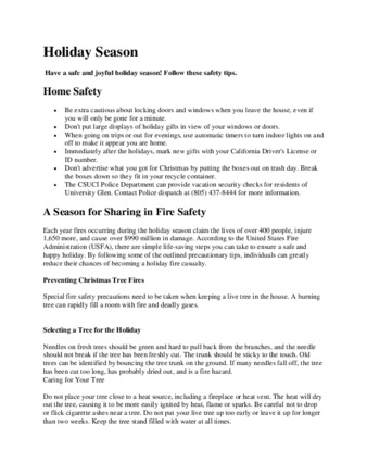 Holiday Season Crime Prevention Tips (website) thumbnail