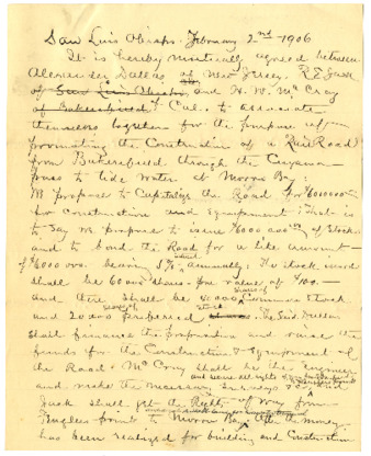 Jack, Dallas, McCray Agreement, 1906 thumbnail