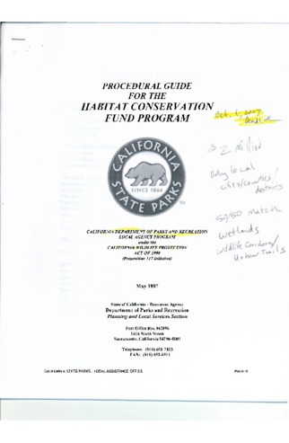 Prodedural Guide for the Habitat Conservation Fund Program thumbnail