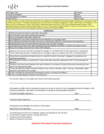 Sponsored projects closeout checklist thumbnail