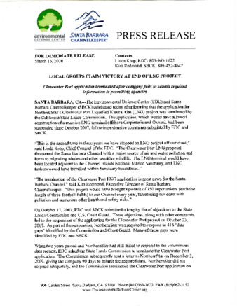 Press Release - Local Groups Claim Victory at End of LNG Project thumbnail