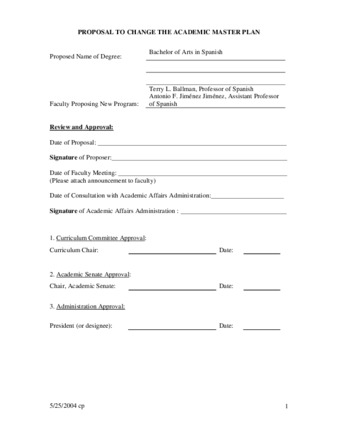 SP 04-08 Proposal to Change the Academic Master Plan - Bachelor of Arts in Spanish - Short Form thumbnail