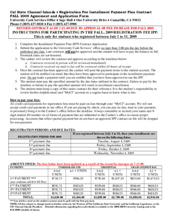 Registration Fee Installment Payment Plan Contract Fall 2009 (July 1-31) (Revised) thumbnail