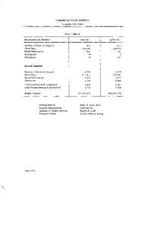 Camarillo State Hospital Fact Sheet thumbnail