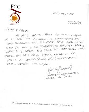 Letter from Yadira Sandoval thumbnail