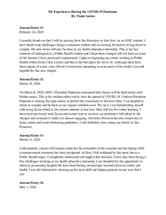 Paola Santos COVID-19 Journal thumbnail
