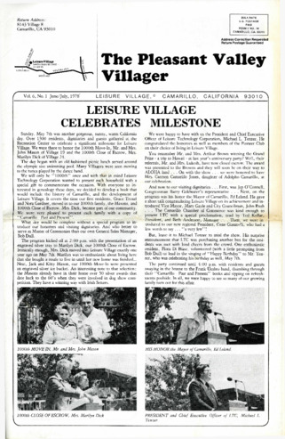 The Pleasant Valley Villager Vol. 6 No. 1 thumbnail