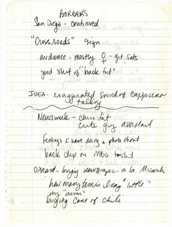 Handwritten notes for Michele Serros thumbnail