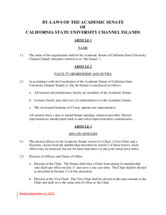 Academic Senate Bylaws thumbnail