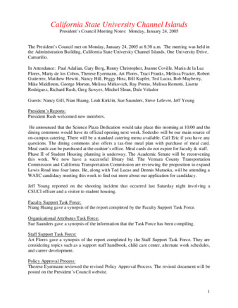California State University Channel Islands: President's Council Meeting Notes: Monday January 24, 2005 thumbnail
