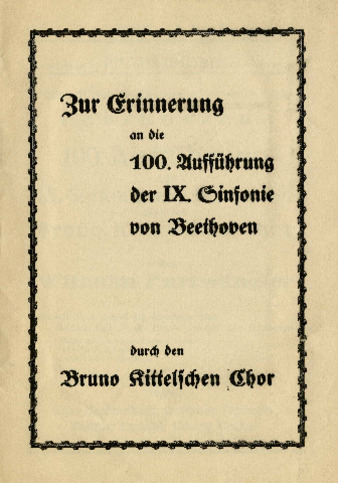 In remembrance of the 100th performance of Beethoven's Ninth Symphony by the Bruno Kittelschen Chor, October 30, 1935 thumbnail