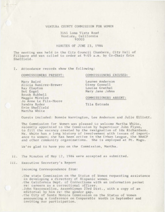 Minutes June 23, 1984 thumbnail