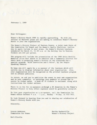 Letter to Colleagues about Women's History Month thumbnail