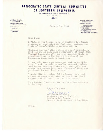 Democratic State Central Committee of Southern California letter thumbnail
