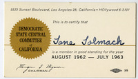 Jane Tolmach Democratic State Central Committee of California membership card thumbnail