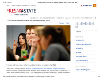 Female entrepreneurs inform next generation of leaders, April 23 thumbnail