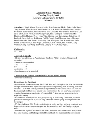 Academic Senate Meeting Minutes for May 9, 2006 thumbnail