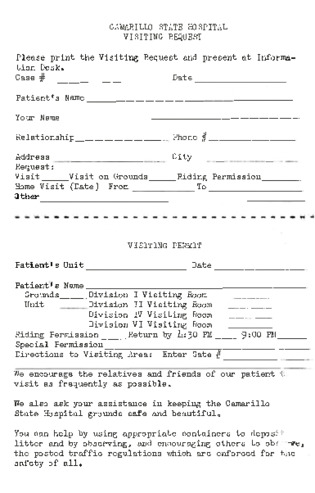 Camarillo State Hospital Visiting Request thumbnail