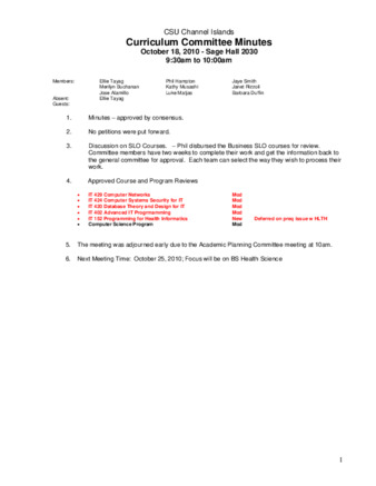 Curriculum Committee Meeting Minutes for October 19, 2010 thumbnail