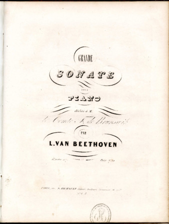 Grande sonate pour piano dédiée à Mr. le Comte F. de Brunswik par L. van Beethoven. Oeuvre 57 thumbnail