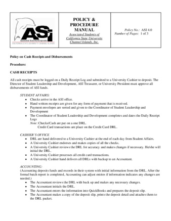 Associated Students Incorporated - Policy on cash receipts and disbursements thumbnail