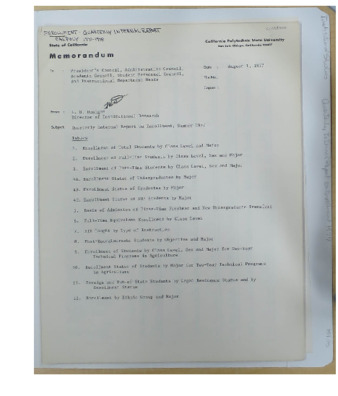 Quarterly internal report on enrollment, Summer 1977 thumbnail