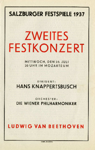 Salzburg Festival 1937, Second Festival Concert, July 28, in the Mozarteum, the Vienna Philharmonic directed by Hans Knappertsbusch thumbnail